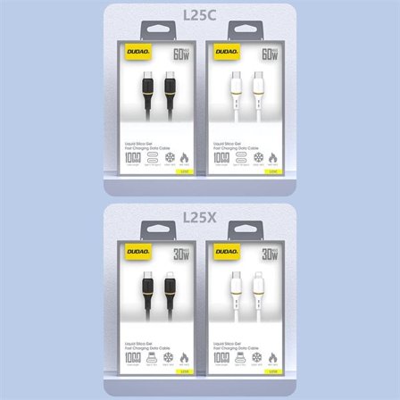 Dudao L25C USB-C - USB-C silikonkabel 60W 1m - Vit