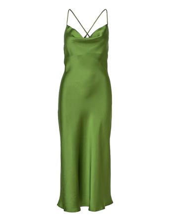 Objsateen S/L Midi Dress A Fair Div Dresses Evening Dresses Grønn Object