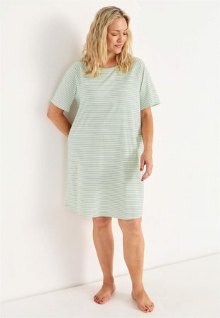 Cellbes of Sweden - Randigt nattlinne i mjuk bomull - dimgrön/randig - för damer - 54/56