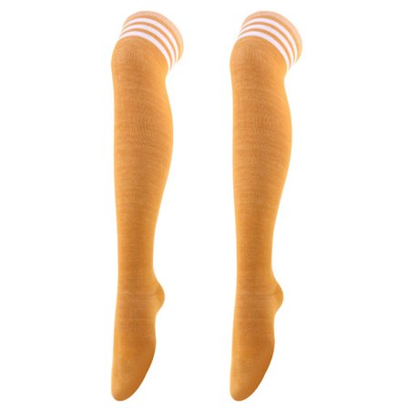Extra långa damstrumpor med tunna ränder, knästrumpor över knäet, 2 par, gula