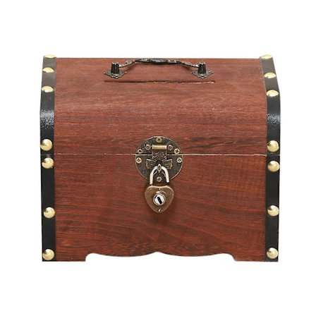 Stor Møntboks Med Lås Gave Træskattekiste Børn Voksne[D]-FA-