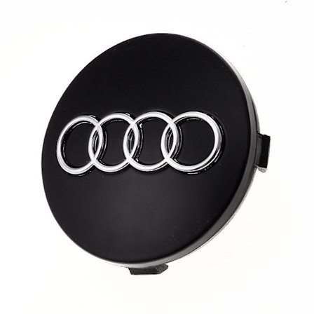 Audi svart 60mm, 4-delad uppsättning av Audi-fälglock, emblem