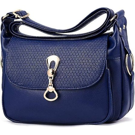 Kvinders Pu Læder Crossbody Taske Multi-lomme Messenger Tasker Håndtaske (blå) - Blå