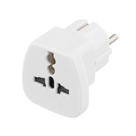 Deltaco Rejseadapter, UK/US/Italien/Schweiz - EU, 250V/13A, jordet, hvid (GT-426) 50