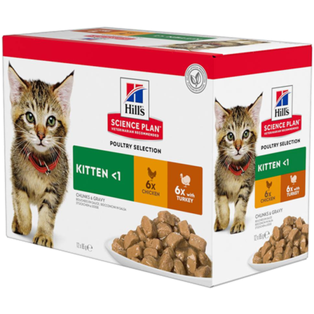 Hills Science Plan - Kitten Chicken Turkey Pouch - Wet Cat Food 48 x 85 g - Katt - Kattefôr & kattemat - Våtfôr og våtmat - ZOO.no