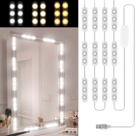 LED Vanity Spejl Lys, Hollywood Style Vanity Makeup Lys, Dæmpbar Touch Kontrol Lys Strip, til Makeup Vanity Bord & Bad