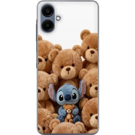 Kompatibel Mobilcover til Samsung Samsung Galaxy A06 Sød og sikker illustration med Stitch omgivet af bamser, der skaber en varm og legende følelse