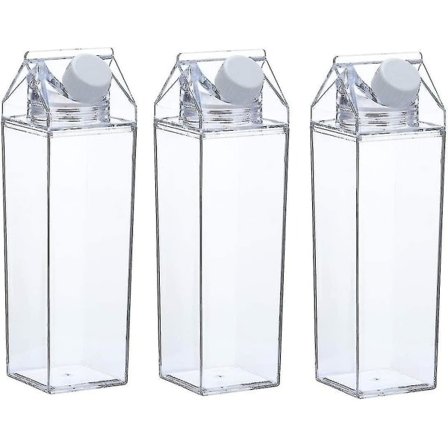 3-pak mælkekartonflaske Klar firkantet mælk Plast Lækagesikker kop-yycl