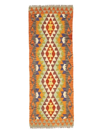 Hand Woven Kilim Afghan Old Style Rug 80X199 Brown/Orange