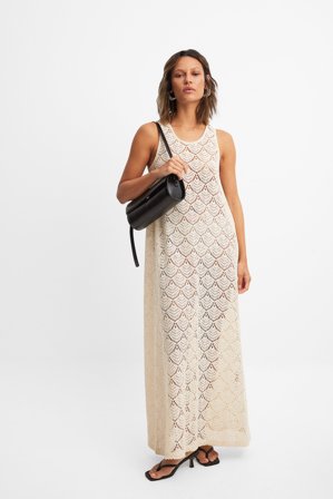 NA-KD Maxi-Häkelkleid - Sommerkleider - Offwhite - XXS