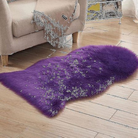 Blødt fåreskindslignende fluffy imiteret pels tæppe hjem gulvmåtte lille tæppe Nc