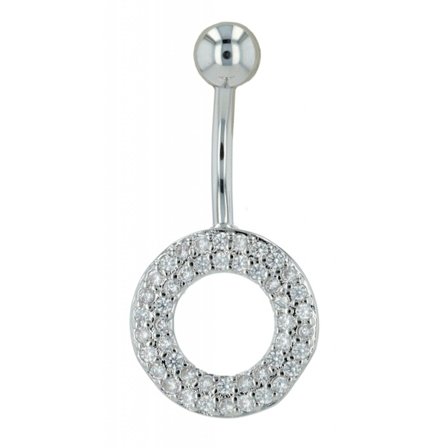 Navelpiercing Piercing i Stål i Silver Färg - Ring & Kristaller