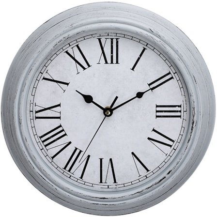 Grå vintage kvarts vægur 30 cm Stille, ikke-tikende store tal