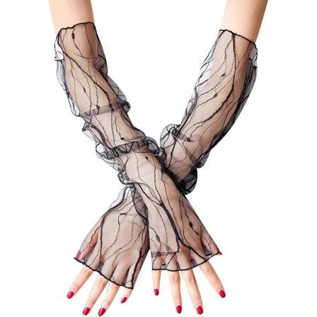 Black Lightning - Lange blonde blonde handsker til damer, bryllupshandsker uden fingre, lange blonde operahandsker, bryllupsalbuehandsker, 