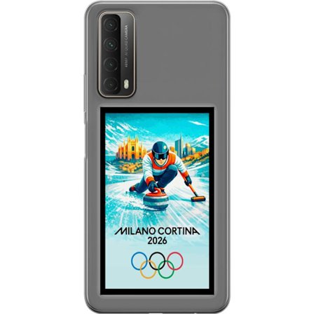Yhteensopiva Puhelinkuori Huawei P smart 2021 Jääkiekkoilukuva, jossa pelaajat liikkuvat jäällä, Milano Cortina 2026, Milanin maamerkit ja olympialais
