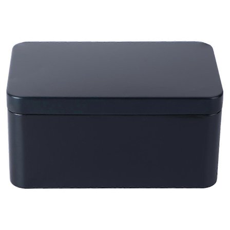 Rektangulär Plåtlåda Mini Portabel Förvaringsbehållare för Teblad Godis Organizer Hemförvaringslåda - 13x8x6cm (Svart)