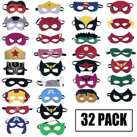 Superhelte masker festartikler til børn (32 pakker) filt og elastik