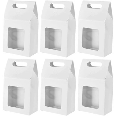 25 stk. Kraftpapir Gaveæske, Gavepose med Vindue, Papirposer