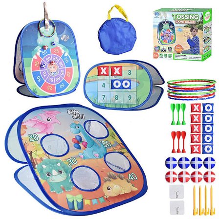 Bönsäckkastningsspel för småbarn 1-3-5 års födelsedagsfest, dinosaurie leksaker 2 3 4 5 år gamla pojkar present, småbarn sport utomhus lek leksaker 