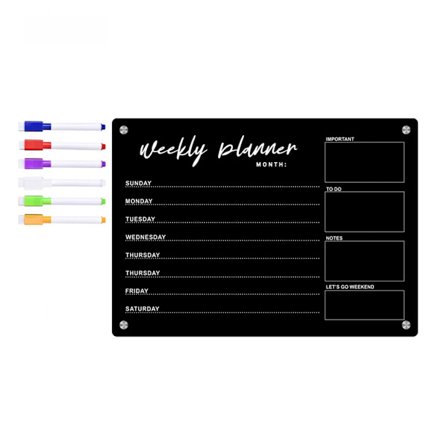 Magnetisk kalender tavle Kjøleskap Ukeplanleggerkalender for kjøkken Handleliste for matvarer Magnetisk gjøremålstavle