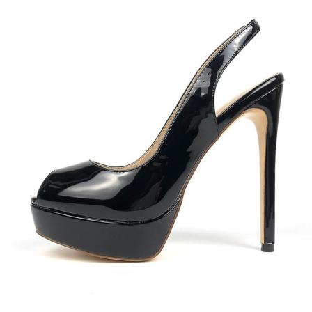 Peep Toe, ankelremmar med höga klackar, Pumps Platform-sandaler (set-a) black 40