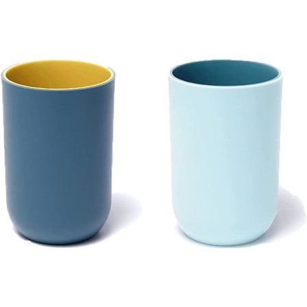 2 okrossbara och återanvändbara muggar på 300 ml, tål diskmaskin (ljus