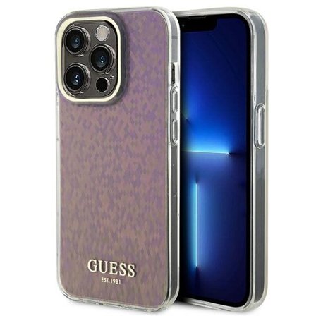 Guess GUHCP15XHDECMP iPhone 15 Pro Max 6.7" Pink Hard Case IML Faceted Mirror Disco Iridescent