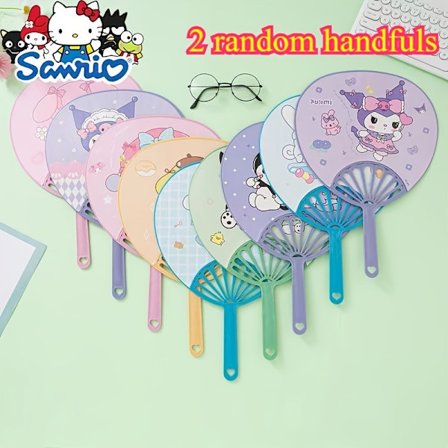 2 stk. Sanrio Sød Overdimensioneret Vifte Egnet til Sommer, Bærbar Kølevifte med Sanrio Figurer, Ideel til &, Rejser, Kontor, Udendørs Aktiviteter[D]