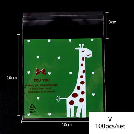 100st/pack Cartoon E Cookie Candy Självhäftande Påsar Bakning Ba