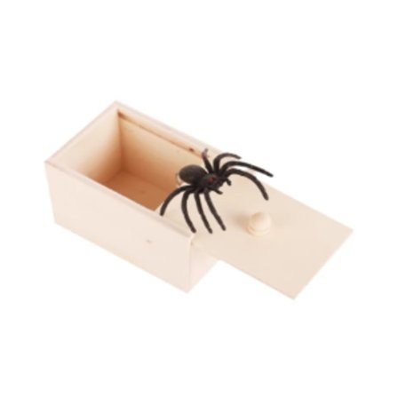 Leksak överraskning spratt rekvisita parodi insekt låda liten trälåda spindel låda