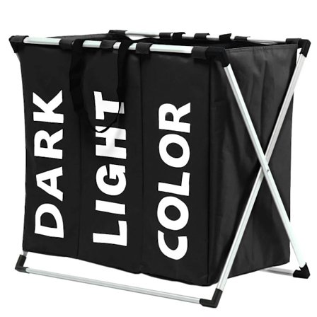 Snygg Tvättkorg i Tre Delar - Svart