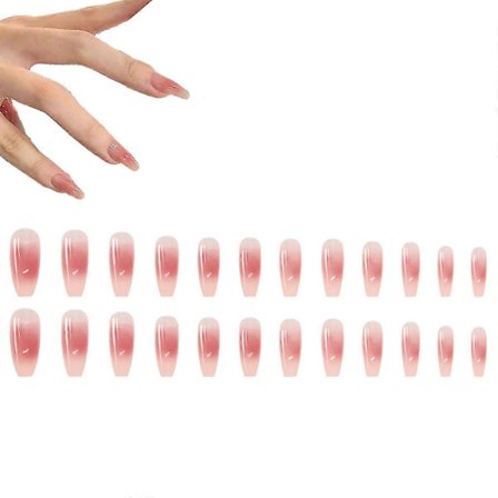 24 st Press on Nails Korta Press On Naglar, Falska Naglar Kistformade Naglar för Kvinnor med Fjärilsdesign Glansiga Naglar