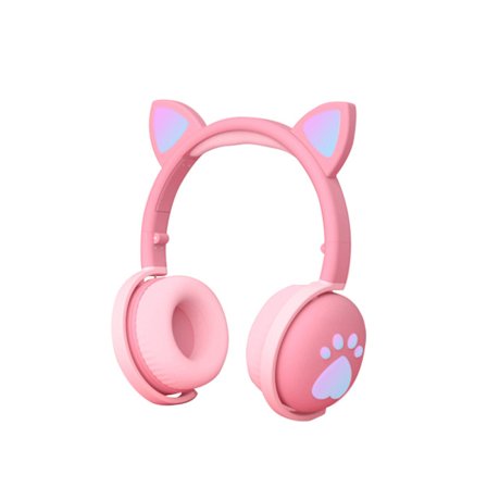 Bluetooth-hovedtelefoner til børn Kawaii Cat Ear LED Light Up Trådløst foldbart headset med 3,5 mm stik Bluetooth 5.0 til fødselsdagsgave