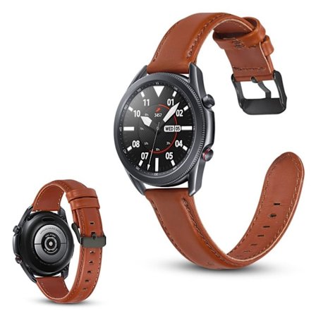 Samsung Galaxy Watch 3 (41mm) aitoa nahkaa oleva ranneke - Tumman Ruskea