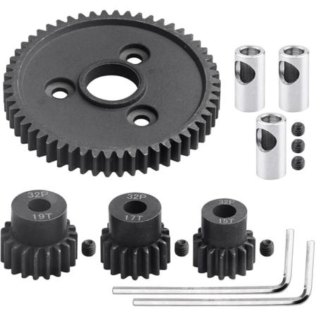 54T 32 Pitch Metal Steel 3956 Spur Gear with 15T 17T 19T Pinions Gear Sets for 1/10 Slash 4WD/2WD Summit E-