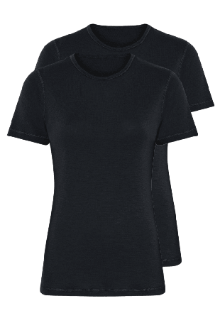 Dovre 2-pack 100% Merinoull, T-shirt, Marinblått Linnen Dam Svart L