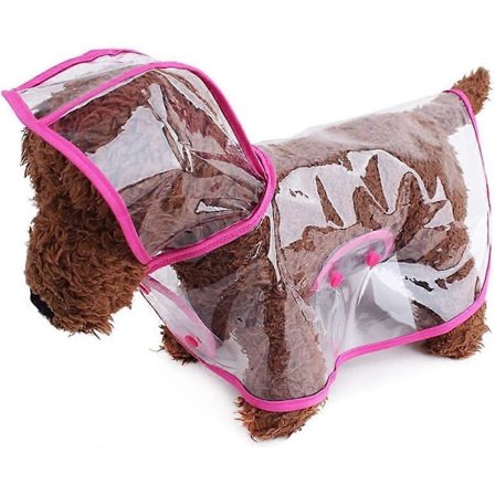 Regnskydd för husdjur, Liten Hund Vattentät Valp Regnskydd Transparent Husdjur Hund Regntäcke Kläder för Små Hundar/Katter (M, Rosa)