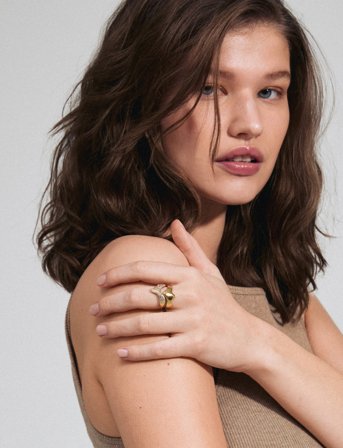 Pilgrim Connect 2-In-1 Set Crystal Rings Gold-Plated - Gold - ONE SIZE