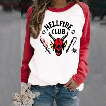 Unisex Hellfire Club Stranger Things T-skjorte Dame/Herre Langermet Topp Rød M Rød M