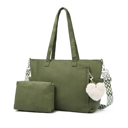 Damehåndtaske, Corduroy shopper taske, stor skoletaske