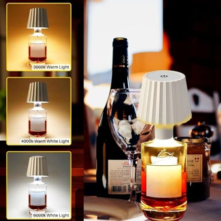 LED Flaskelampe, dimbar bordlampe for vinflasker, 3 farger for bar, hjem og kontor_OF