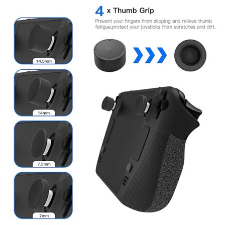 Blød silikonebeskyttende etui kompatibel med Steam Deck, med 4 tommelfingerhætter og 2 beskyttelsesklistermærker