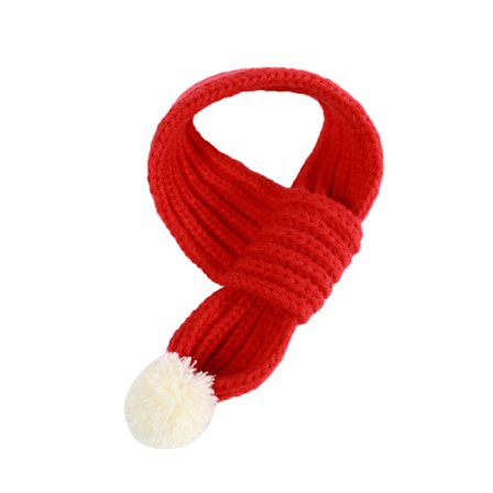 Hund katt julenisse skjerf, hund vinterstrikket skjerf kjæledyr vinterhals varmt tøy med hvit pom pom festkjole jul søt dekorasjon gave rød M