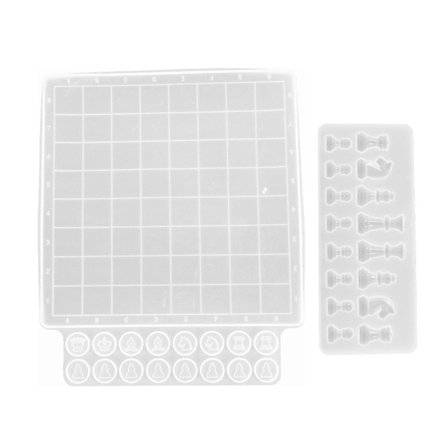 2 stk. Skakbræt og skakbrikker Resin Form Sæt Silikone Epoxy Støbeform