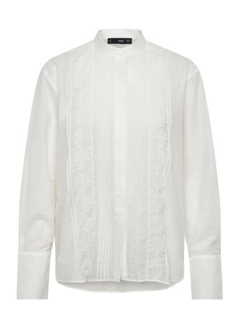 Mango | Blouse With Lace Trim Details | M