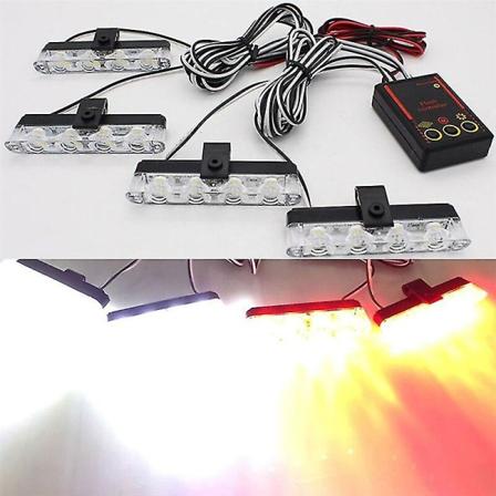 Bil 12v 16w Abs High Power Led Pc Emergency Bar Politiadvarsel Afkompatibel med uttrekkbare Strobe-lys Flash Vision Dash 16 Led-belysning White Blue