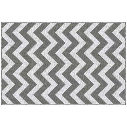 Outdoor Matto Vedenpitävä Muovimatto 121X182Cm, Vaaleanharmaa + Valkoinen, Parvekkeelle