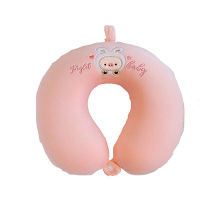 Rejse Nakkepude, Memory Foam Rejse Nakkepude til Voksne og Børn, Aftagelig Lynlås Rejse Nakkepude, Sød Tegneserie Flyvemaskine Pude (Pink)