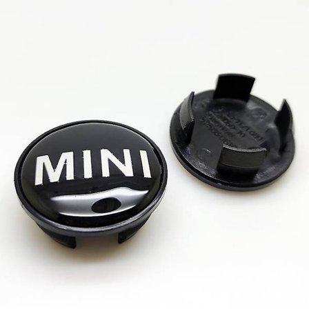 För Mini Wing Navkapslar 54mm -mini Brev Svart (fyrpack)