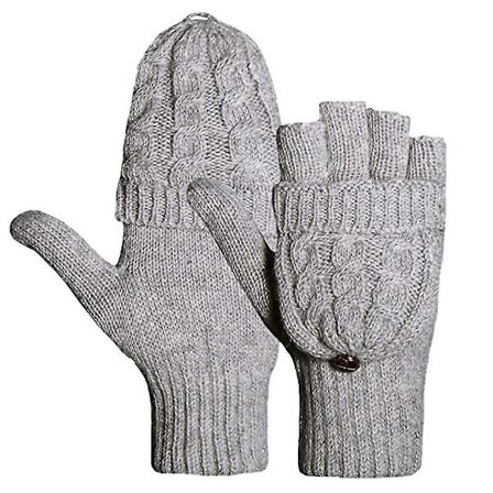 Söpöt Käännettävät Kaksikäyttöiset Villakäsineet, Lämpimät Syksy- ja Talvikäsineet Puolisormella S-l